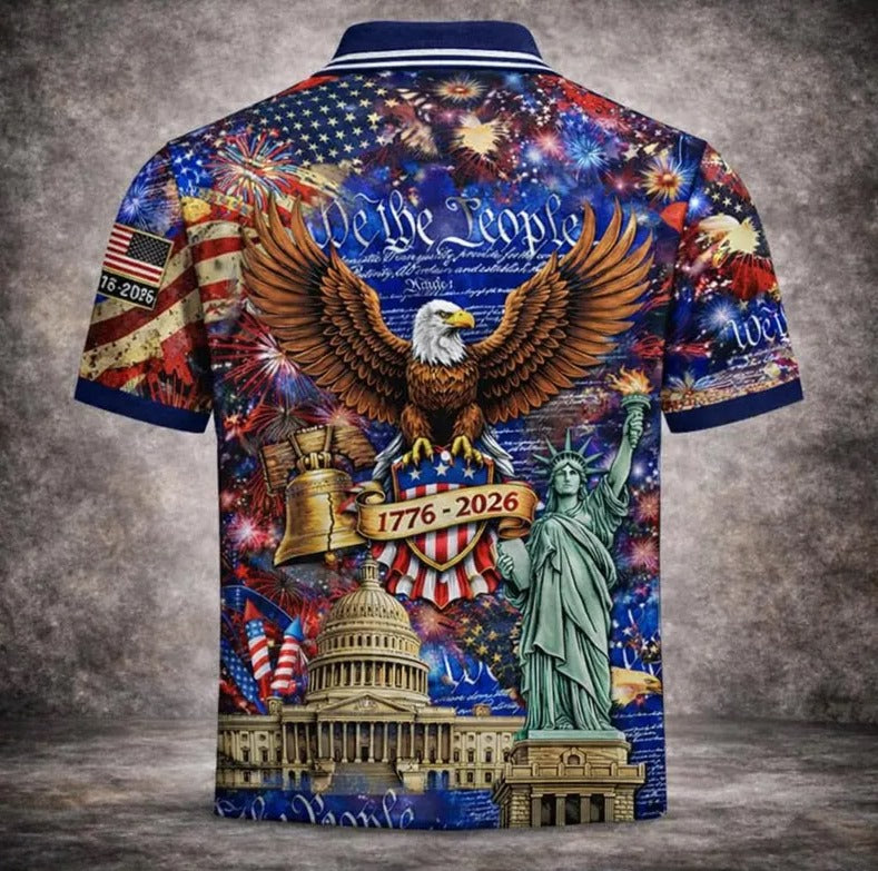 USA 250th Anniversary Polo Shirt Button