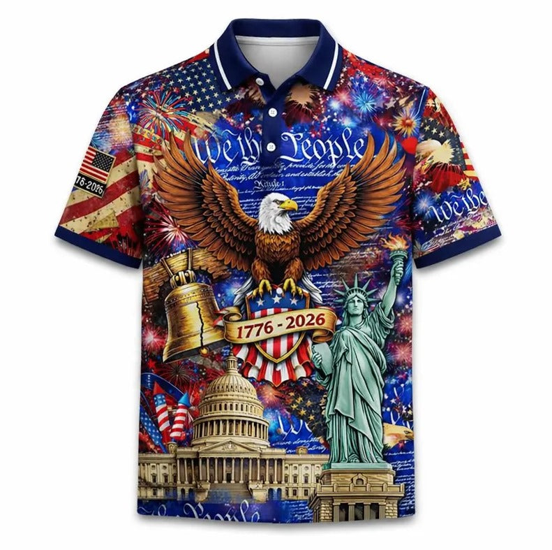 USA 250th Anniversary Polo Shirt Button