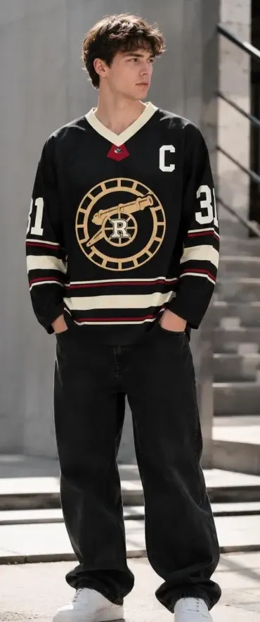 Heated Rivalry Inspired Black Hockey Jersey | Long Sleeve V-Neck Unisex Top & Book Lovers Sports Romance Merch