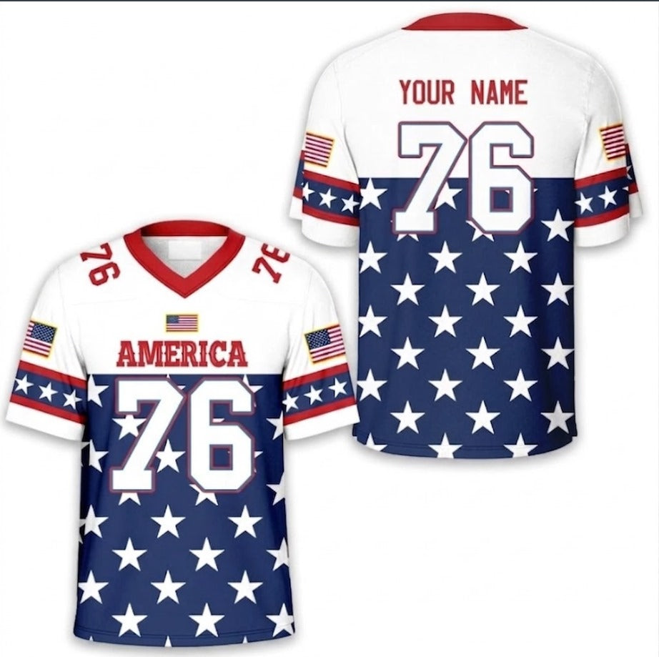 America 4th Of July Patriotic 250th Anniversay Football Jersey