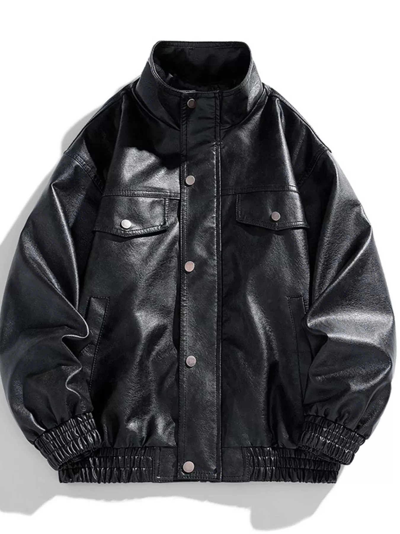 Men's Plus Size Leather Bomber Jacket